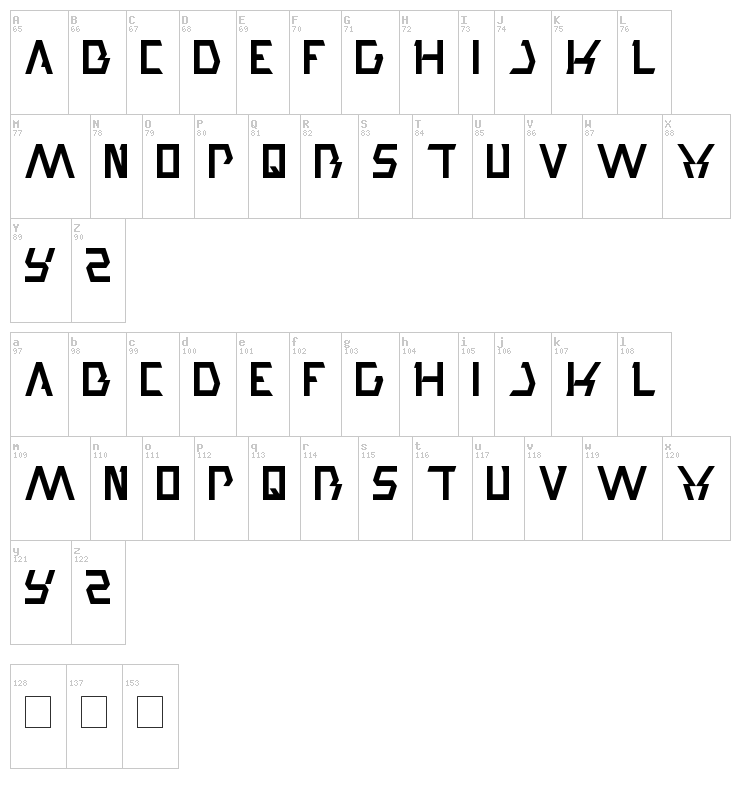 Trade And Mark font map